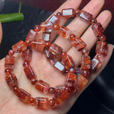 Red Hematoid Quartz Bracelet Cuboid Beads Crystal Reiki Healing Stone