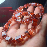 Red Hematoid Quartz Bracelet Cuboid Beads Crystal Reiki Healing Stone