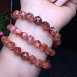 Red Hematoid Quartz Bracelet Diamond Shape Beads Crystal Healing Stone