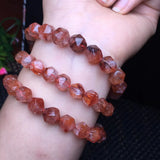 Red Hematoid Quartz Bracelet Diamond Shape Beads Crystal Healing Stone