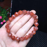 Red Hematoid Quartz Bracelet Diamond Shape Beads Crystal Healing Stone