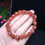 Red Hematoid Quartz Bracelet Diamond Shape Beads Crystal Healing Stone