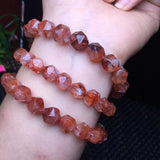 Red Hematoid Quartz Bracelet Diamond Shape Beads Crystal Healing Stone