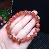 Red Hematoid Quartz Bracelet Diamond Shape Beads Crystal Healing Stone