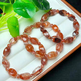 Natural Red Hematoid Quartz Bracelet Faceted Beads Crystal Reiki Healing