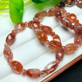 Natural Red Hematoid Quartz Bracelet Faceted Beads Crystal Reiki Healing