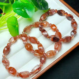 Natural Red Hematoid Quartz Bracelet Faceted Beads Crystal Reiki Healing
