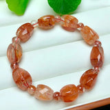 Natural Red Hematoid Quartz Bracelet Faceted Beads Crystal Reiki Healing