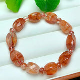 Natural Red Hematoid Quartz Bracelet Faceted Beads Crystal Reiki Healing