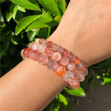 Natural Red Hematoid Quartz Bracelet Crystal Healing Stone Jewelry