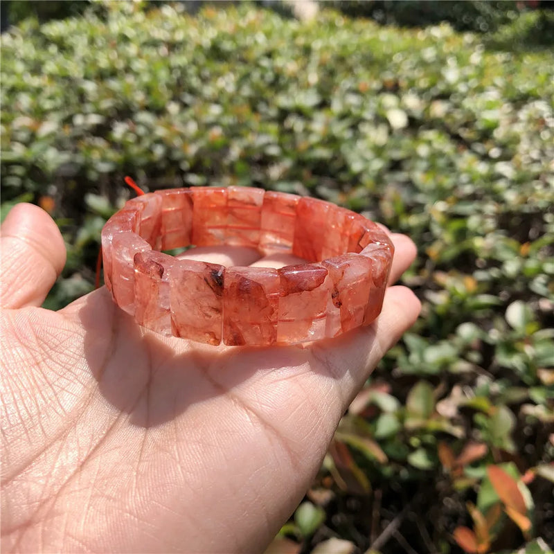 Fengbaowu Hematoid Quartz Bracelet Beads Jewelry Gift Women