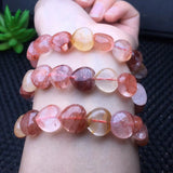 Fengbaowu Red Hematoid Quartz Heart Bracelet Crystal Reiki Healing Stone