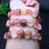 Fengbaowu Red Hematoid Quartz Heart Bracelet Crystal Reiki Healing Stone