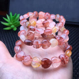 Fengbaowu Red Hematoid Quartz Heart Bracelet Crystal Reiki Healing Stone