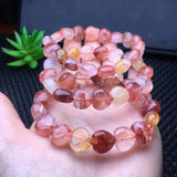 Fengbaowu Red Hematoid Quartz Heart Bracelet Crystal Reiki Healing Stone