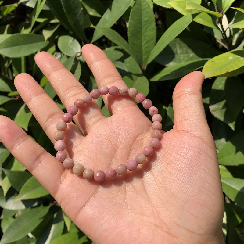 Red Serpenggiante Rhodonite Bracelet 128 Faceted Bead Crystal Reiki Healing