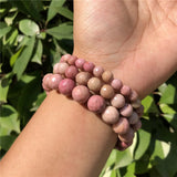 Red Serpenggiante Rhodonite Bracelet 128 Faceted Bead Crystal Reiki Healing