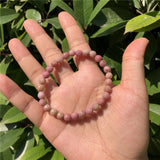 Red Serpenggiante Rhodonite Bracelet 128 Faceted Bead Crystal Reiki Healing