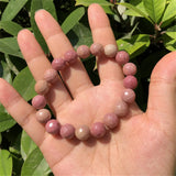 Red Serpenggiante Rhodonite Bracelet 128 Faceted Bead Crystal Reiki Healing