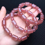 Red Strawberry Quartz Barrel Bead Bracelet Crystal Reiki Healing Stone