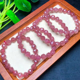 Natural Red Strawberry Quartz Bracelet Faceted Bead Crystal Reiki Healing