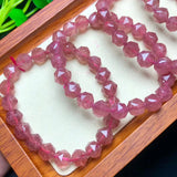 Natural Red Strawberry Quartz Bracelet Faceted Bead Crystal Reiki Healing