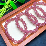 Natural Red Strawberry Quartz Bracelet Faceted Bead Crystal Reiki Healing