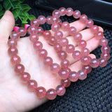 Natural Red Strawberry Quartz Bracelet Crystal Healing Stone Women Jewelry