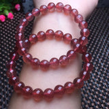 Red Strawberry Quartz Bracelet Round Bead Crystal Healing Stone Women Jewelry