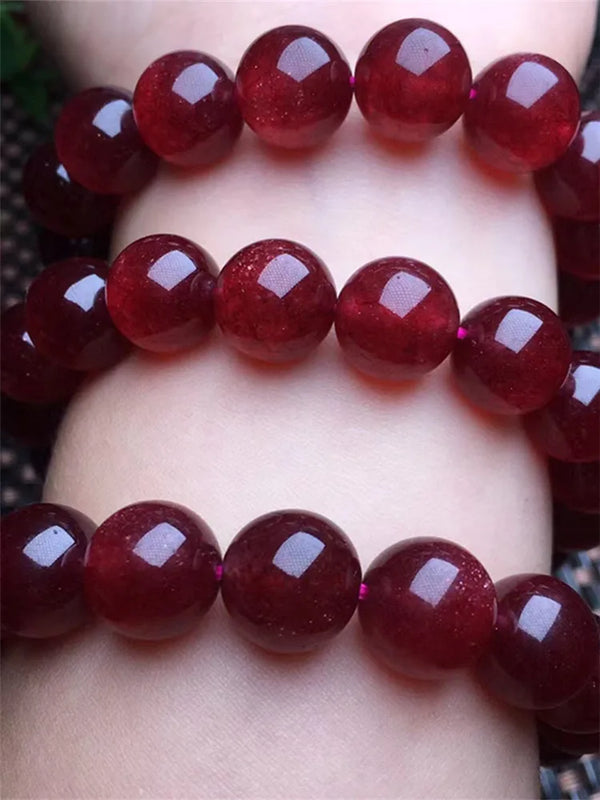 1 Pc Red Strawberry Quartz Bracelet Healing Stone Women Jewelry Gift