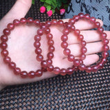 Red Strawberry Quartz Bracelet Round Bead Crystal Healing Stone Women Jewelry
