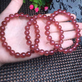 Red Strawberry Quartz Bracelet Round Bead Crystal Healing Stone Women Jewelry
