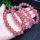 Natural Red Strawberry Quartz Bracelet Crystal Healing Stone Women Jewelry