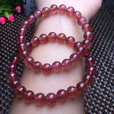 Red Strawberry Quartz Bracelet Round Bead Crystal Healing Stone Women Jewelry