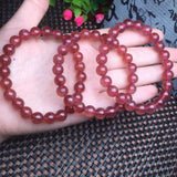 Red Strawberry Quartz Bracelet Round Bead Crystal Healing Stone Women Jewelry