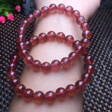 Red Strawberry Quartz Bracelet Round Bead Crystal Healing Stone Women Jewelry