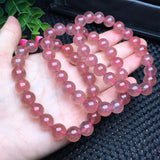 Natural Red Strawberry Quartz Bracelet Crystal Healing Stone Women Jewelry