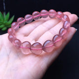 Natural Red Strawberry Quartz Heart Bracelet Crystal Reiki Healing Stone