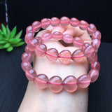Natural Red Strawberry Quartz Heart Bracelet Crystal Reiki Healing Stone
