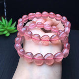 Natural Red Strawberry Quartz Heart Bracelet Crystal Reiki Healing Stone