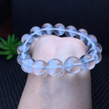 Natural Rock Quartz Pyramid Inclusion Bracelet Round Beads Crystal Healing Stone