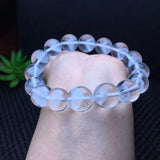 Natural Rock Quartz Pyramid Inclusion Bracelet Round Beads Crystal Healing Stone