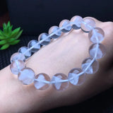 Natural Rock Quartz Pyramid Inclusion Bracelet Round Beads Crystal Healing Stone