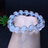 Natural Rock Quartz Pyramid Inclusion Bracelet Round Beads Crystal Healing Stone