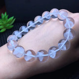 Natural Rock Quartz Pyramid Inclusion Bracelet Round Beads Crystal Healing Stone