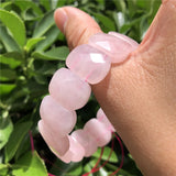 Rose Quartz Faceted Bead Bangle Crystal Healing Bracelet