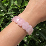 Rose Quartz Faceted Bead Bangle Crystal Healing Bracelet