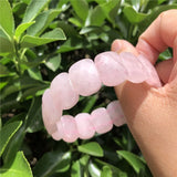 Rose Quartz Faceted Bead Bangle Crystal Healing Bracelet