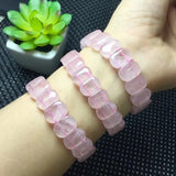 Rose Quartz Bracelet Oval Square Bead Bangle Crystal Healing Stone Jewelry