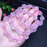 Rose Quartz Flower Bracelet Round Beads Crystal Reiki Healing Stone Gift